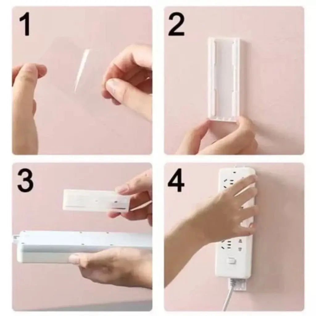 Adesivo Plug Suporte p/ Extensão Soquetes Fixar Filtro de Linha e Objetos Diversos/Household Auto-Adesivo Plugue Fixer Broca Livre Suporte Inteligente Adesivo Dupla Face Universal para Roteadores e Modem AgoraFacilita