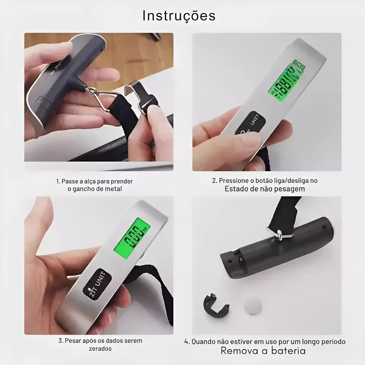 Balança Digital de Mão 50kg para Bagagem com Gancho TOP Viagem