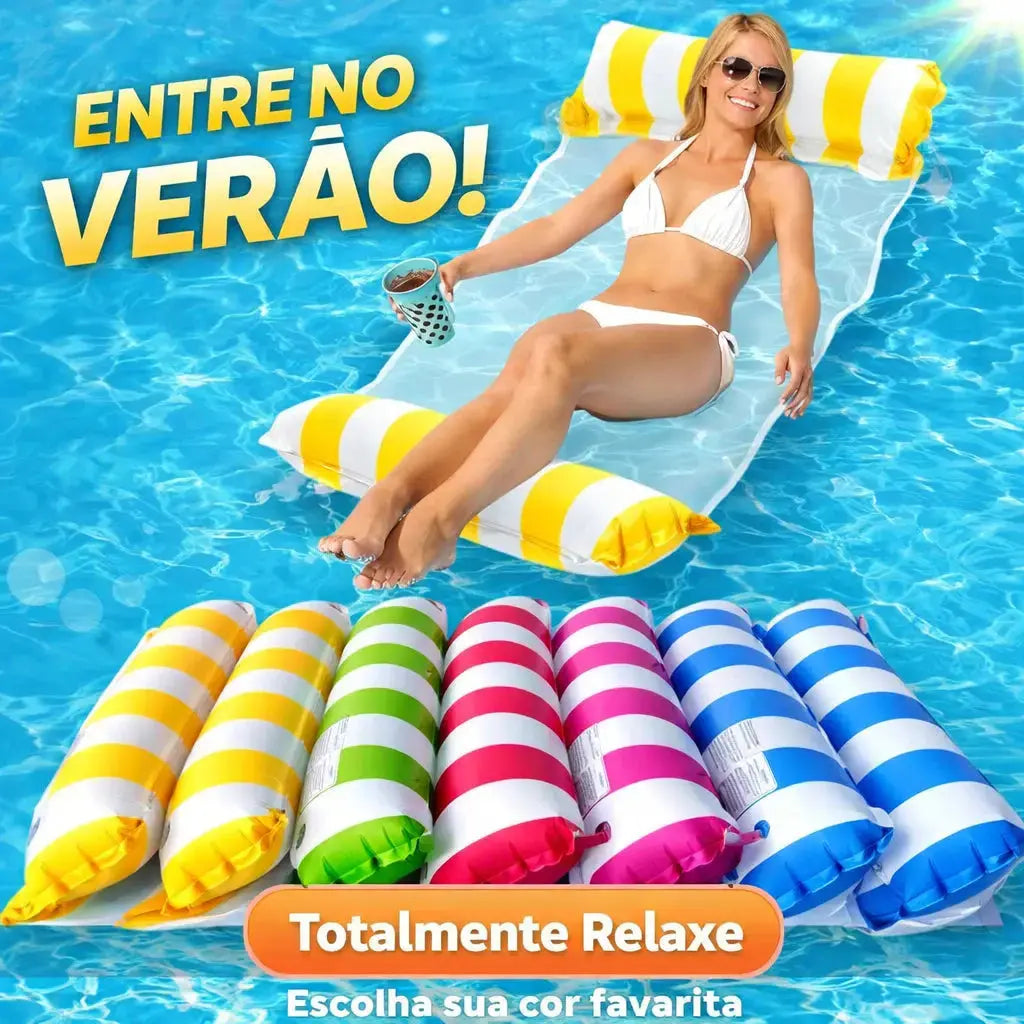 Bóia Flutuante com Rede para Piscina 120x80cm – Colchão Inflável Confortável para Relaxar no Verão AgoraFacilita