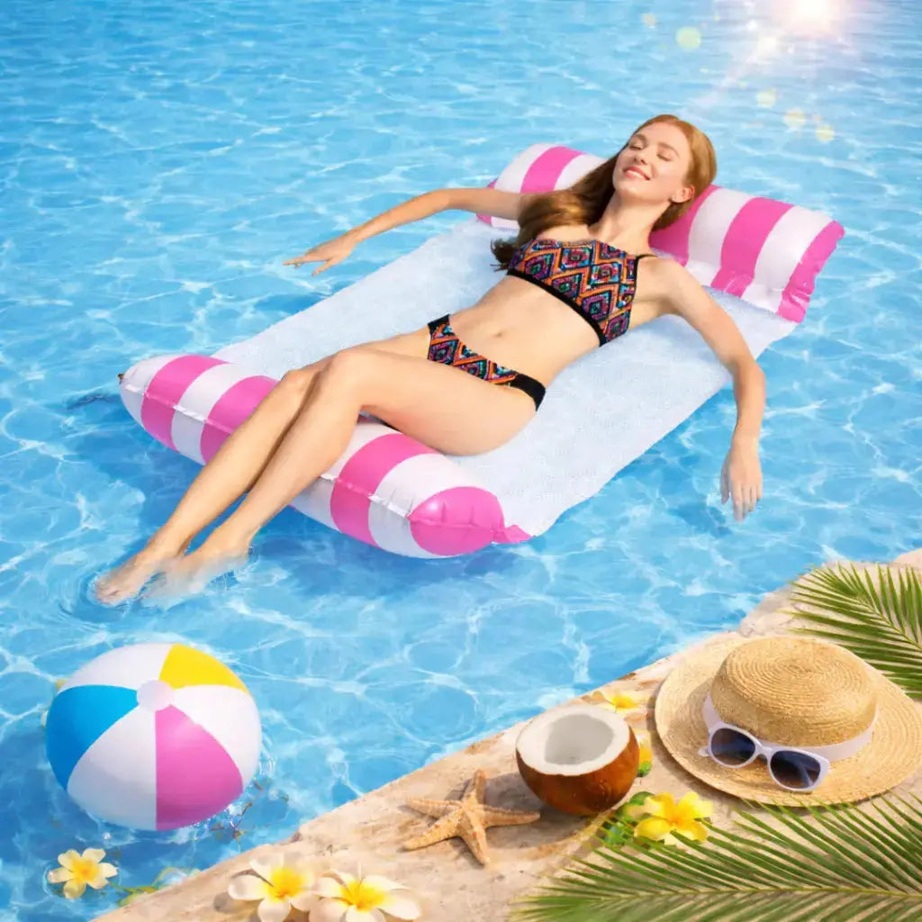 Bóia Flutuante com Rede para Piscina 120x80cm – Colchão Inflável Confortável para Relaxar no Verão AgoraFacilita