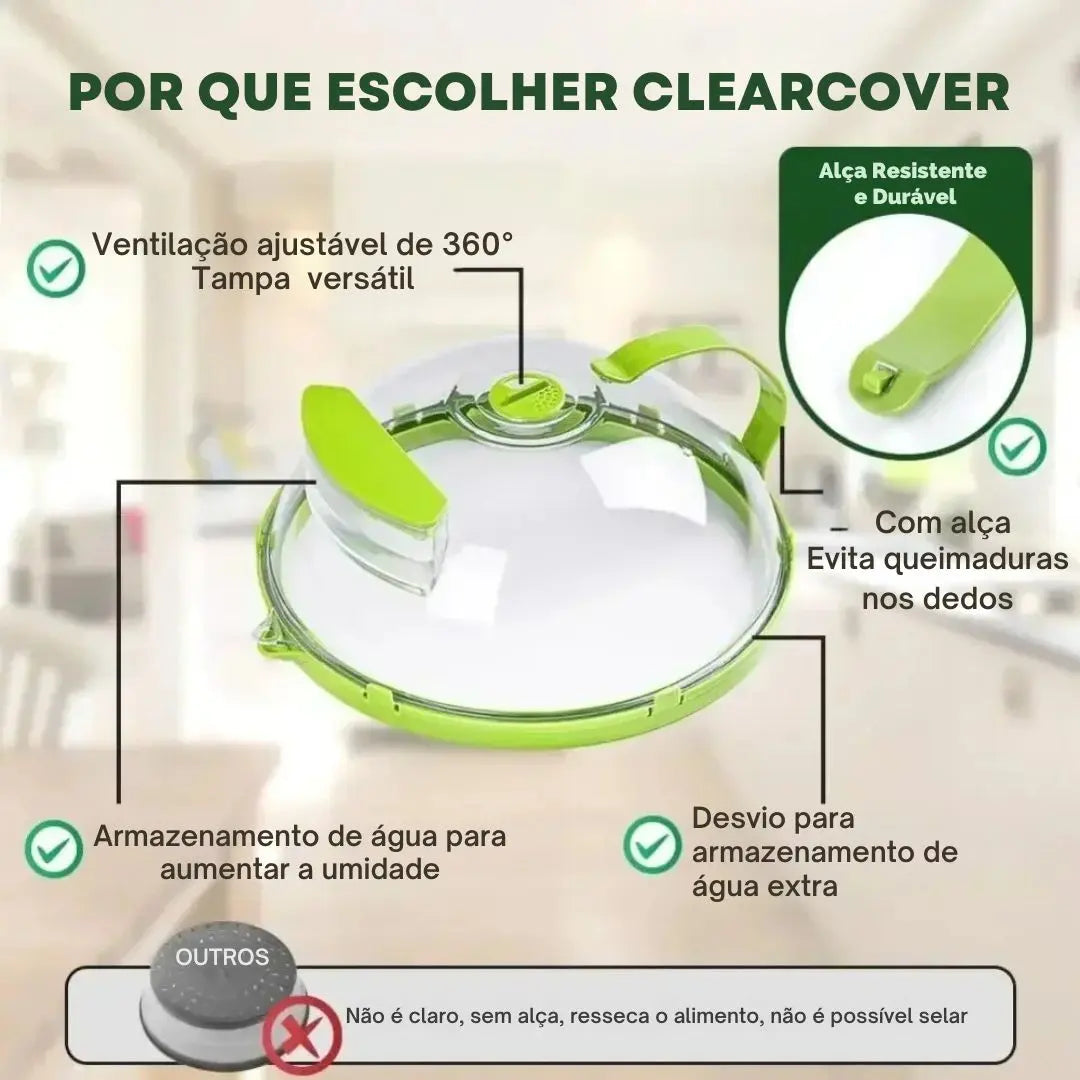 🌟 CLEARCOVER – A tampa que mantém suas refeições suculentas 🍲 e seu micro-ondas sempre limpo 🧼! PECHINCHA CHIC