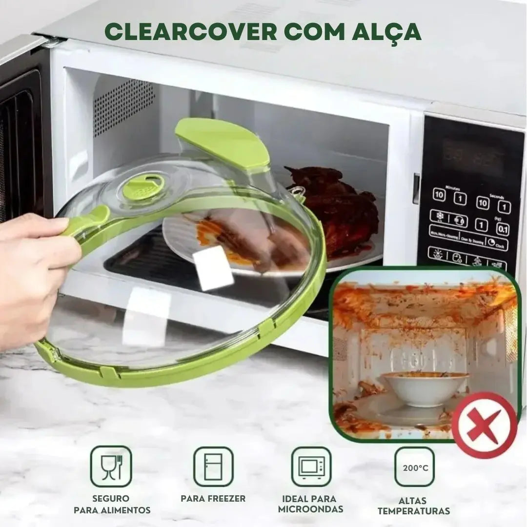 🌟 CLEARCOVER – A tampa que mantém suas refeições suculentas 🍲 e seu micro-ondas sempre limpo 🧼! PECHINCHA CHIC