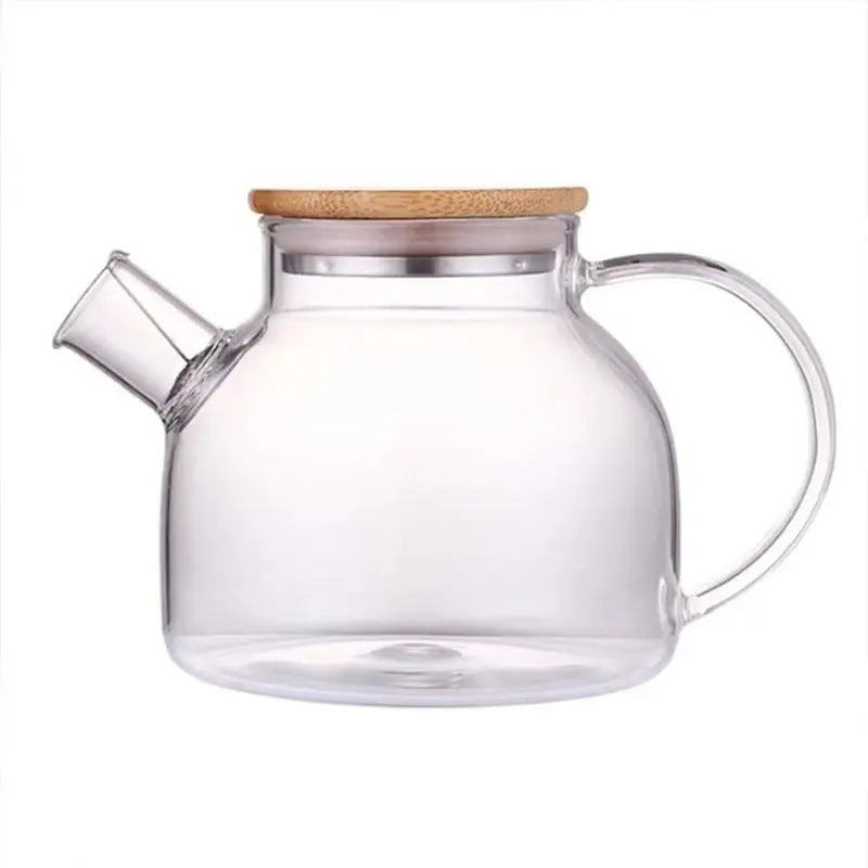 Chaleira de Vidro com Coador e Tampa de Bambu Premium My Store