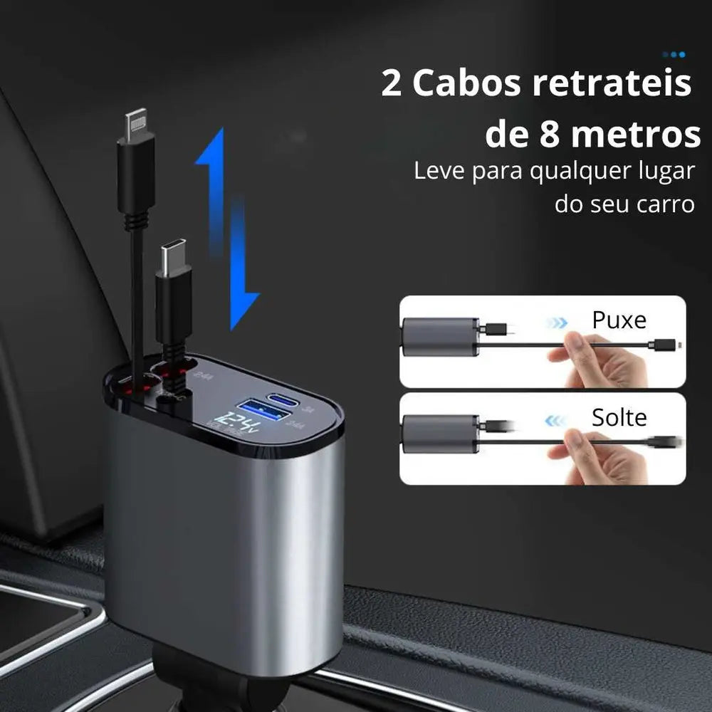 Charger Pro - Carregador 4 em 1 Automotivo 5x mais rápido AgoraFacilita