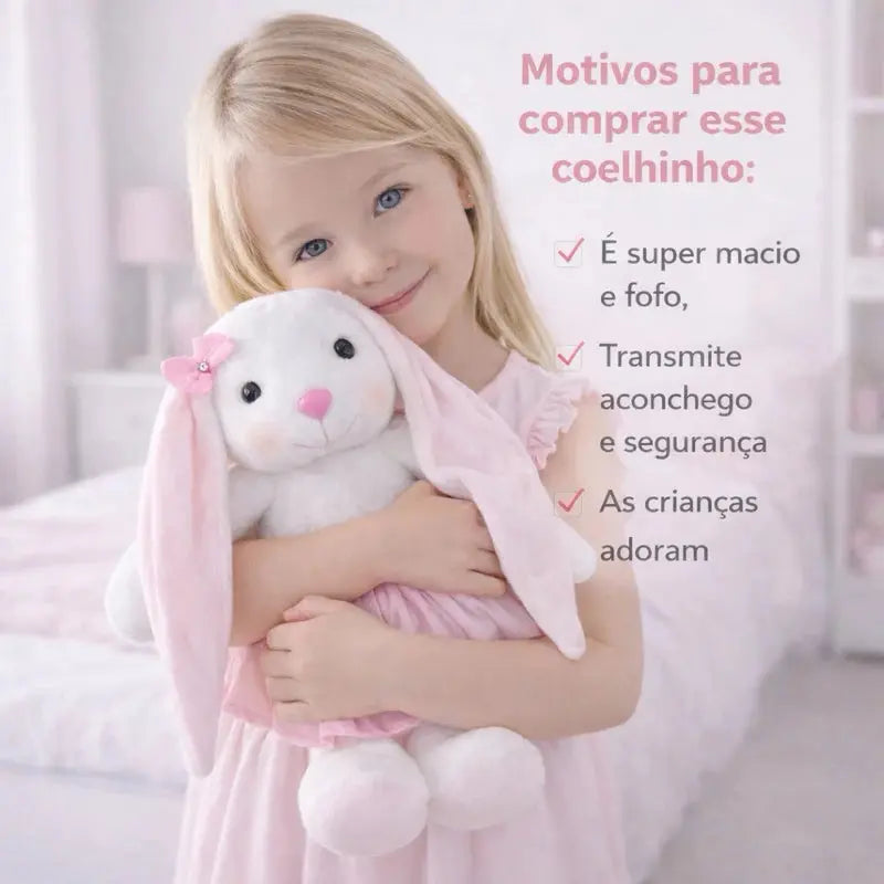 Coelho de Pelúcia Coelhinho 35cm Antialérgico Decorativo Infantil Presente Páscoa AgoraFacilita
