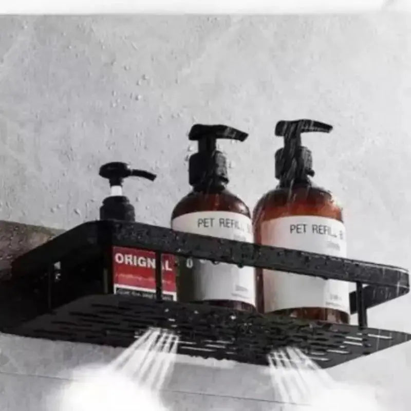 Conjunto com 2 Prateleiras para banheiro em alumínio preta Casas Gael