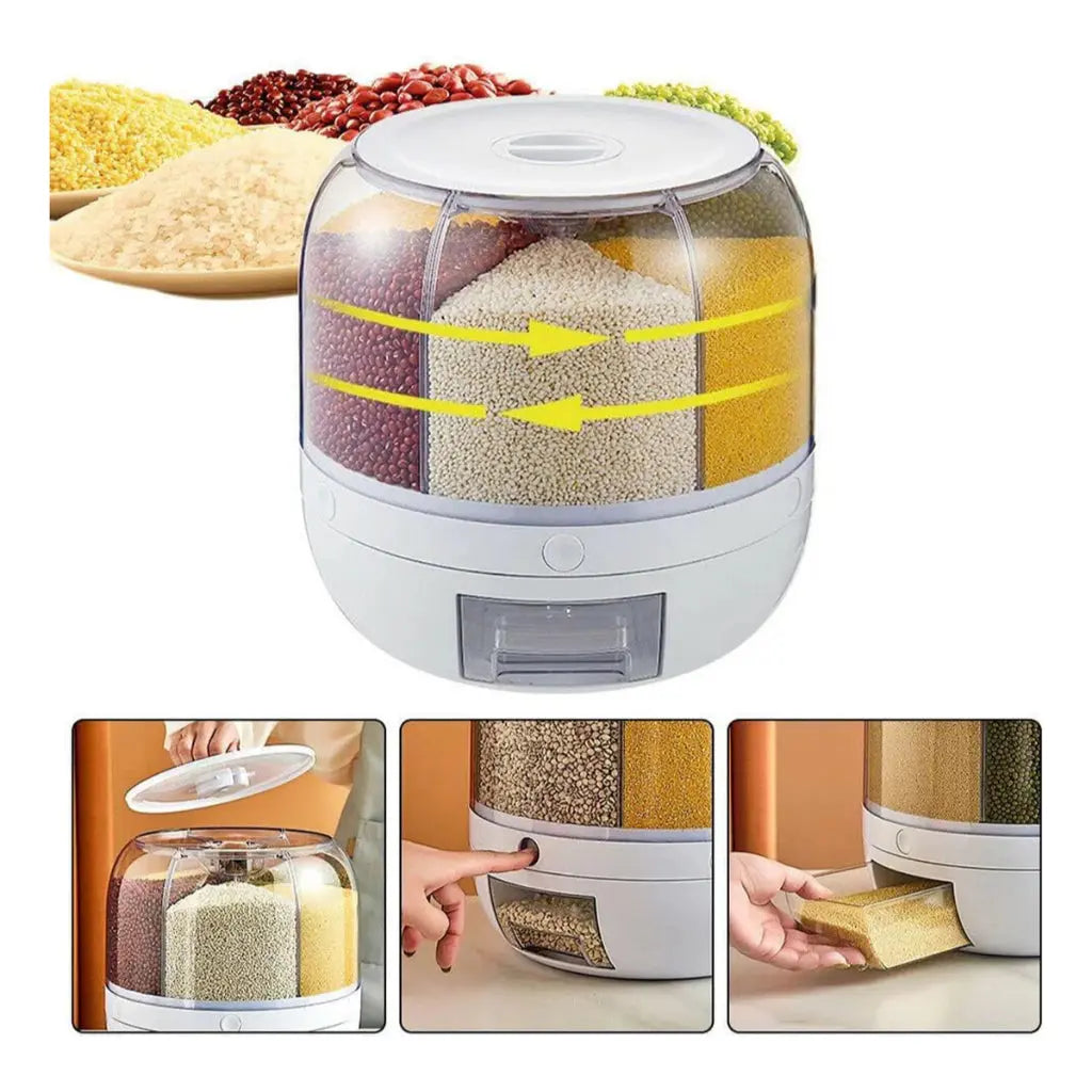 Dispenser Porta Cereais Redondo Giratório 360 Alimentos Pote AgoraFacilita