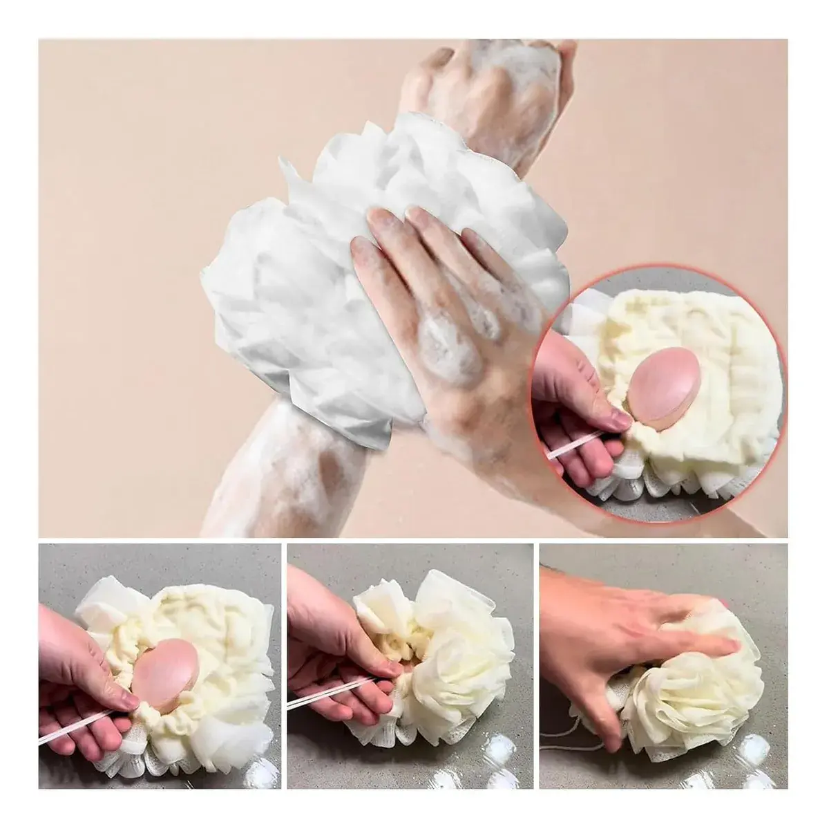 Esponja De Banho Nylon Bucha Esfoliante Corpo E Rosto 2 Em 1 AgoraFacilita