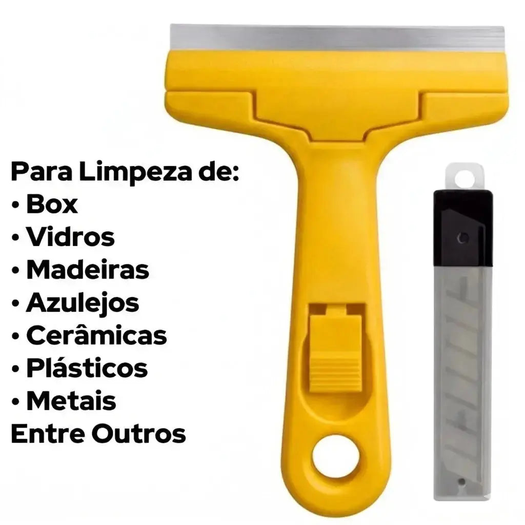 Kit 2 Raspadores Multiuso Para Limpar Box Com 12 Lâminas Profissional / Vidro Piso Cerâmica Azulejo AgoraFacilita