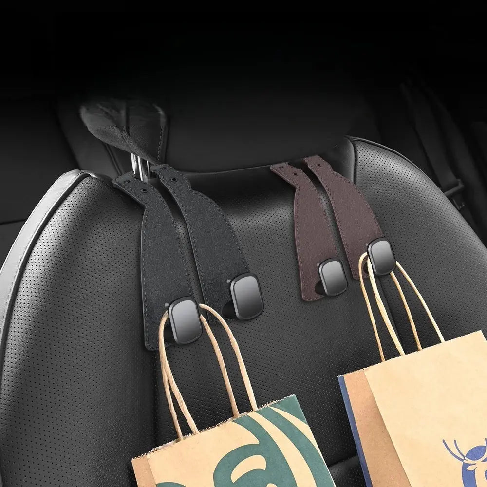 Gancho de Carro em Couro - Robustos para Bolsas, Sacolas e Coisas - Organize seu Veículo AgoraFacilita