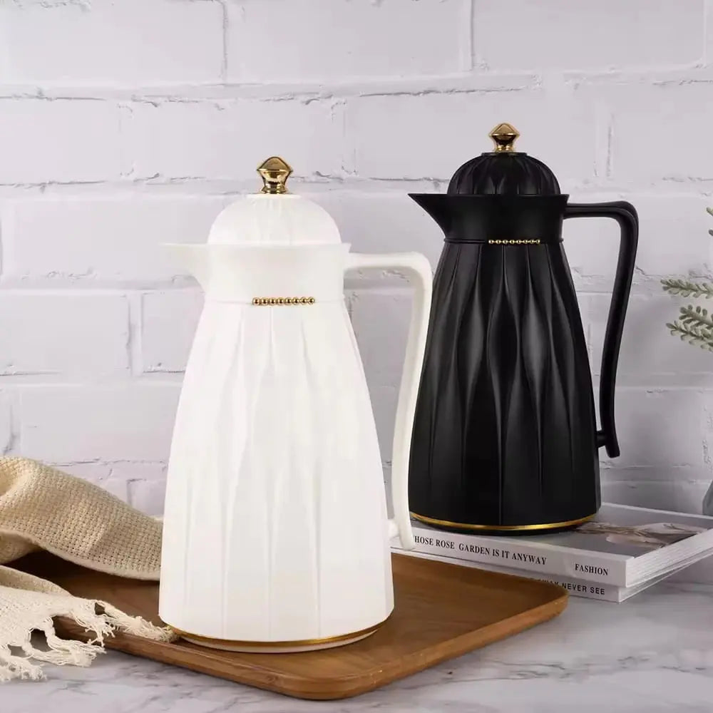 Garrafa Térmica de Café Laradore Chic - Branca e Dourada 1L AgoraFacilita