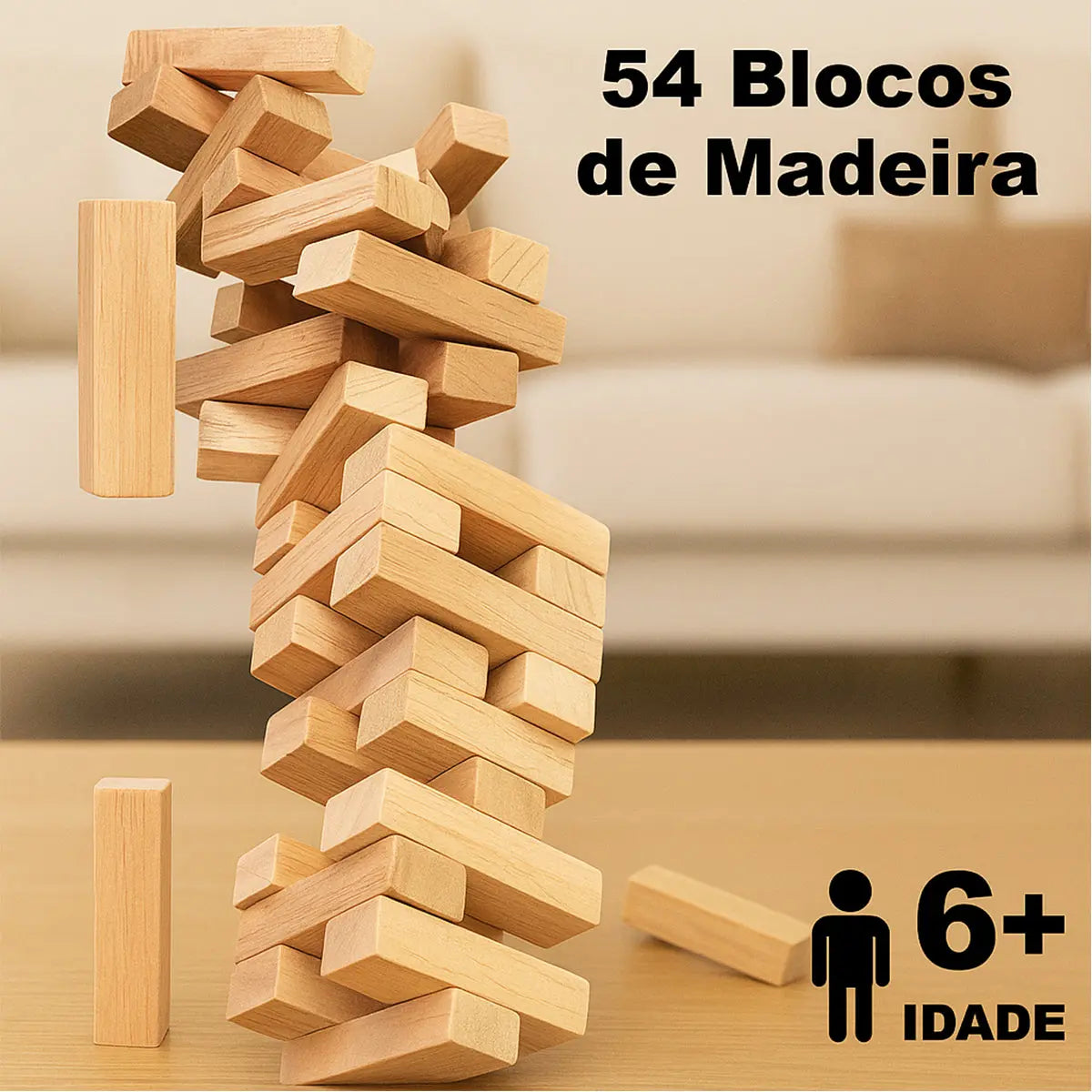Jogo Caiu Perdeu Torre Madeira 54 Peças Brinquedo Gala AgoraFacilita