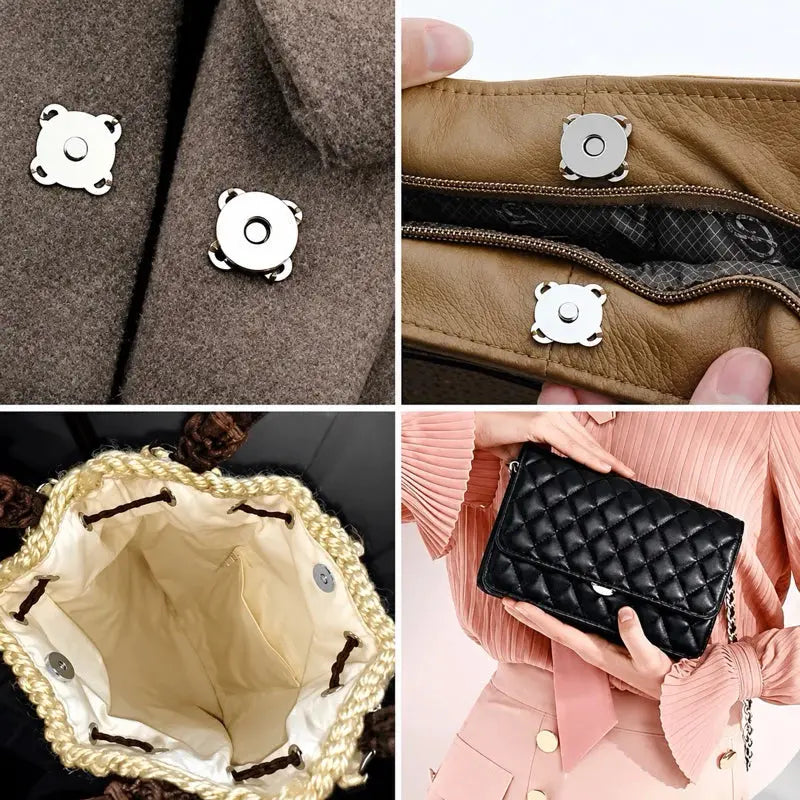 Kit 10 Botao imantado magnetico de costura 14mm Dourado e prata para bolsas carteiras casacos e outros AgoraFacilita