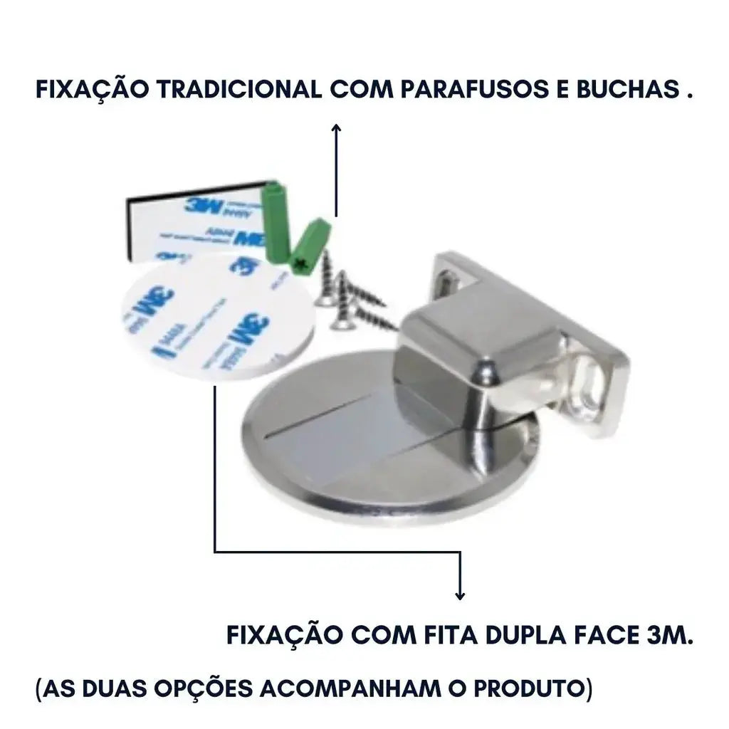 Kit 1/2/4 Prendedor de Porta Magnético Slim Cromado AgoraFacilita
