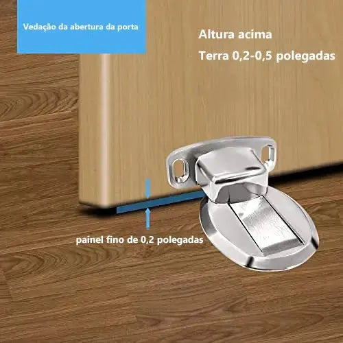 Kit 1/2/4 Prendedor de Porta Magnético Slim Cromado AgoraFacilita