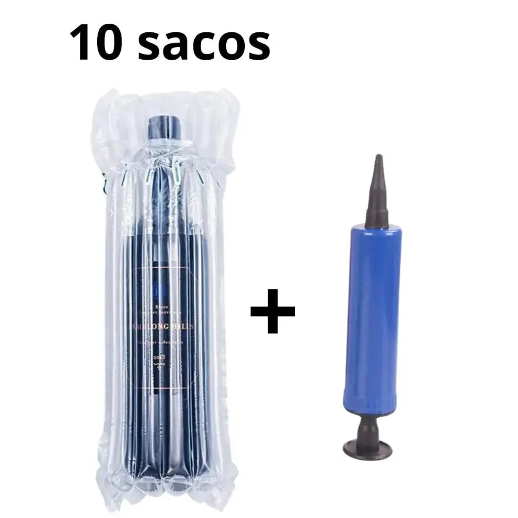 Kit bomba e 10 Saco Inflávei Air Bag Wine Bag Proteção Garrafa Vinho e bebidas Transporte Seguro 721 AgoraFacilita