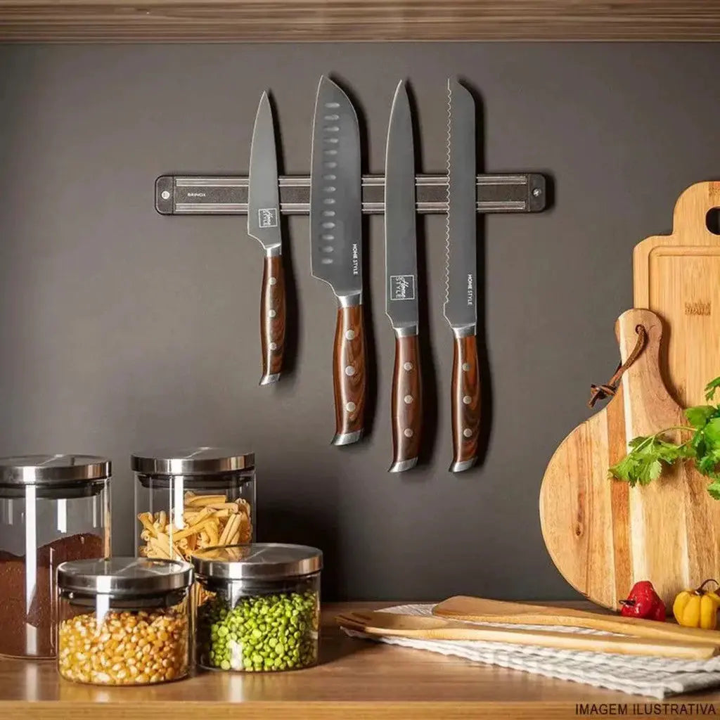 Kit com 2 Barras Magnéticas para Parede - Suporte para Facas e Utensílios de Cozinha, Organizador Imã AgoraFacilita