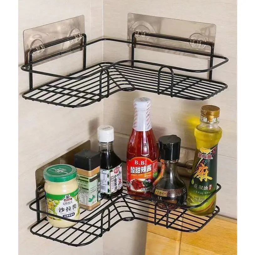 Kit1/3/4 Prateleiras Suporte Com Alto Adesivos Para Parede Banheiro Cozinha Lavanderia Shampoo Sabonete AgoraFacilita
