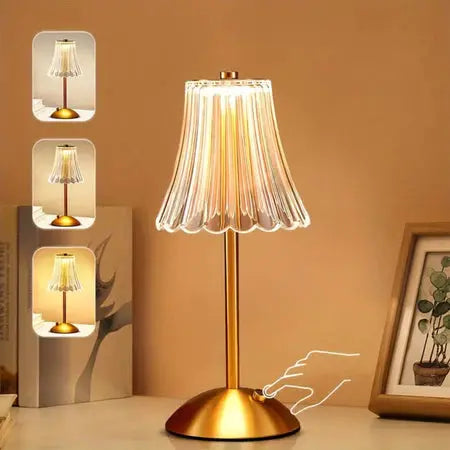 Luminária Abajur de Mesa Saia Seda Com Barra Led Sensor Toque De Luz Quarto Sem Fio 3 Cores 110/220v AgoraFacilita