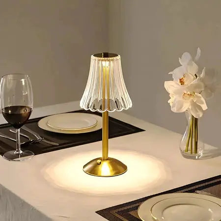 Luminária Abajur de Mesa Saia Seda Com Barra Led Sensor Toque De Luz Quarto Sem Fio 3 Cores 110/220v AgoraFacilita