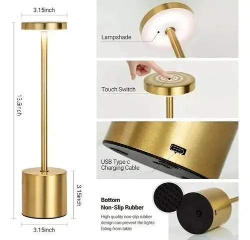 Luminaria Sofia Dourada Led Recarregavél 3 Tons De Iluminação AgoraFacilita