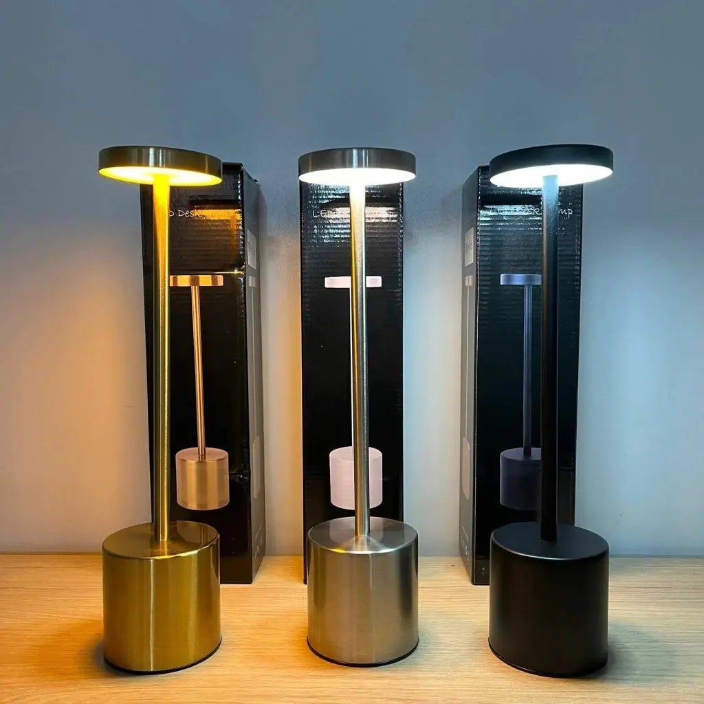 Luminaria Sofia Dourada Led Recarregavél 3 Tons De Iluminação AgoraFacilita