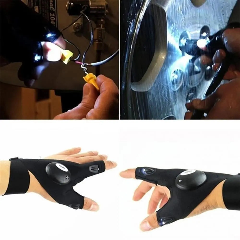 Luva Com Luz LED Iluminação Direcionada Pesca Serviços - HandsLight AgoraFacilita