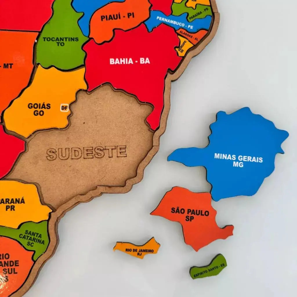 Mapa Do Brasil Quebra-Cabeça Brinquedo Educativo Estados e Região Em MDF AgoraFacilita