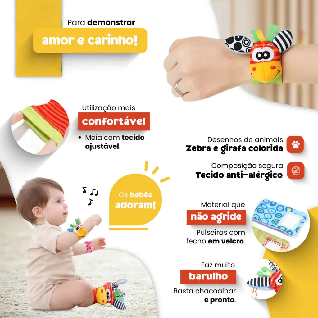 Meias ou Pulseiras Chocalho - Perfeito para Bebês dino brinquedos