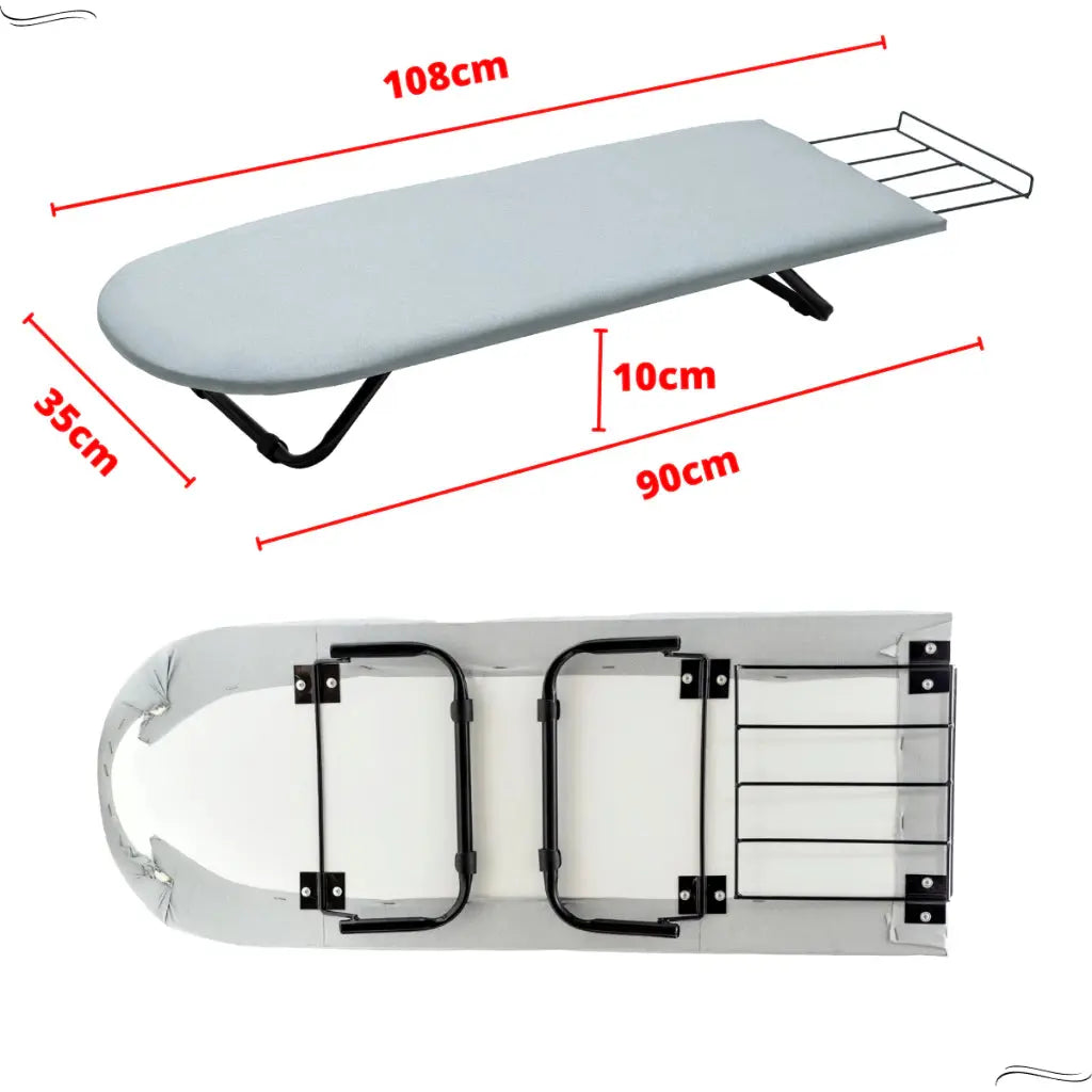 Mesa Tabua de Passar Roupa Portátil Passadeira Pé Dobrável Reforçado Tecido Térmico Cama Mesa Porta Ferro Não Queima AgoraFacilita