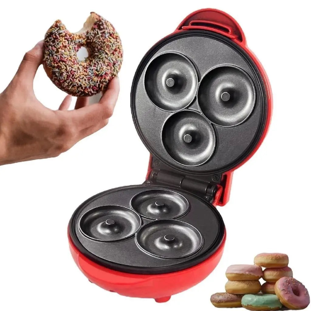 Mini Máquina de Donuts Elétrica 3 Furos - Cozimento Rápido 110V AgoraFacilita