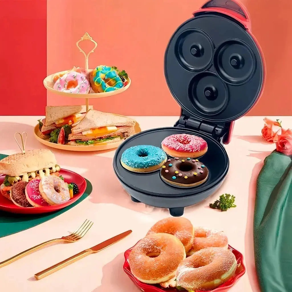 Mini Máquina de Donuts Elétrica 3 Furos - Cozimento Rápido 110V AgoraFacilita