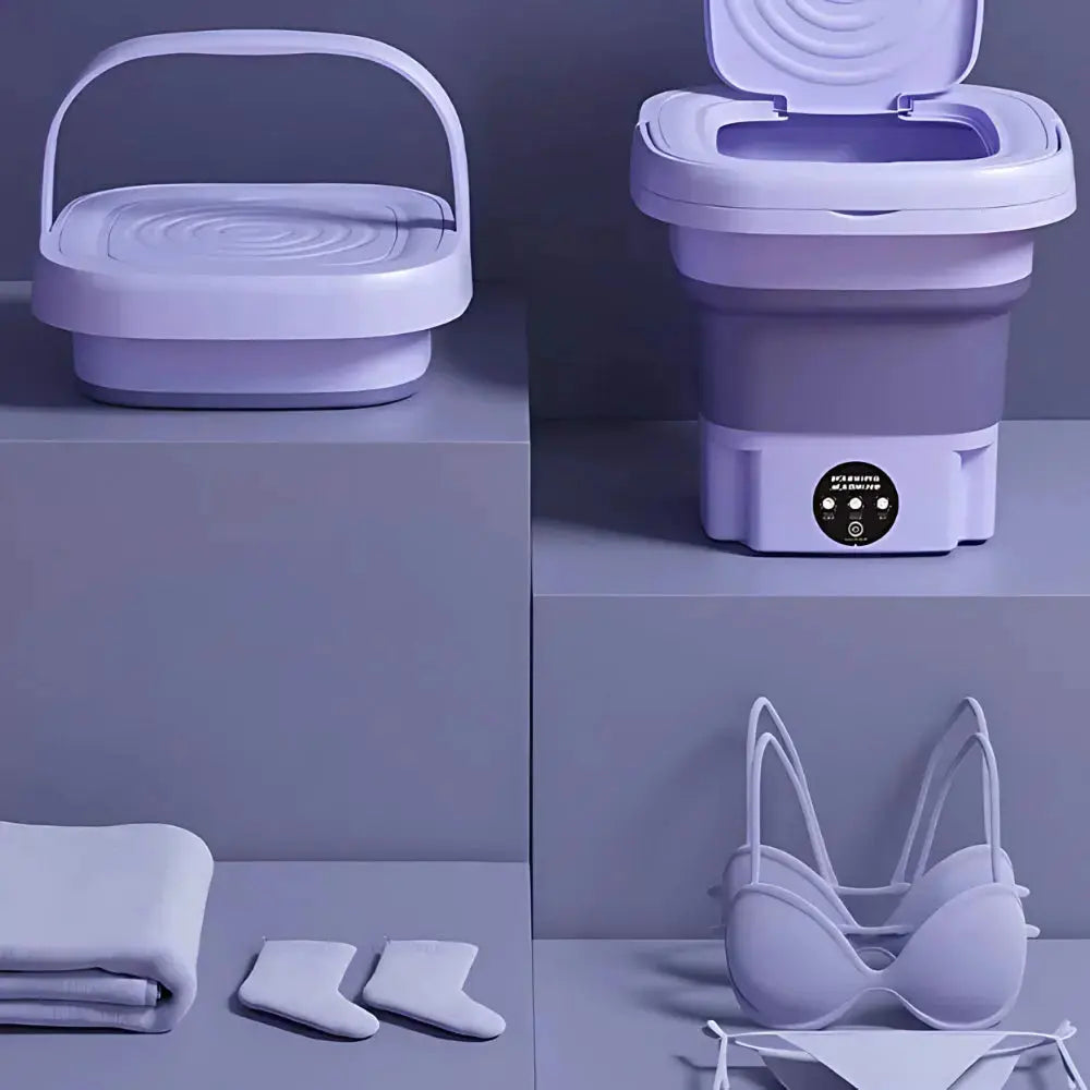 Mini máquina de lavar roupa dobrável portátil moderna automática roupa viagem bivolt TINNY YOU AgoraFacilita