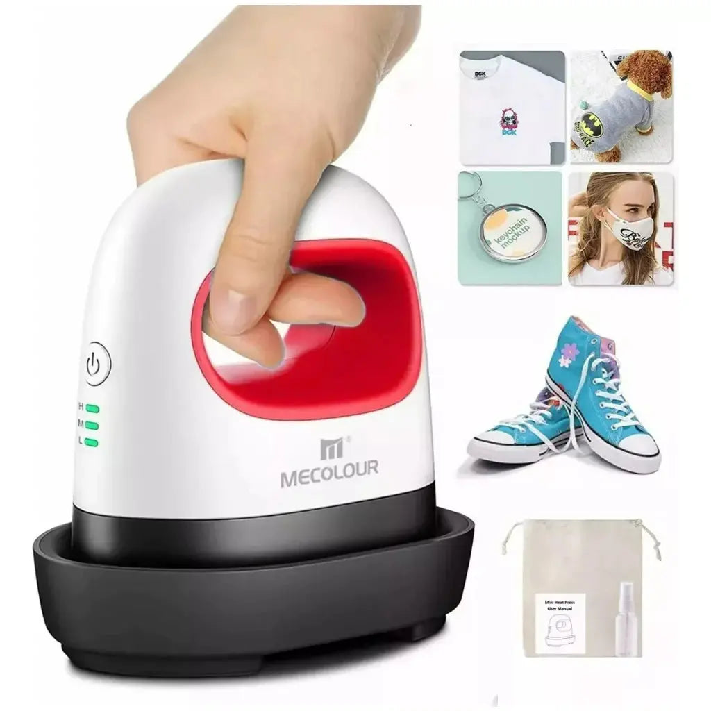 Mini Prensa Térmica Portátil Sublimação Transfer 110v/220V Vermelho Mecolour AgoraFacilita