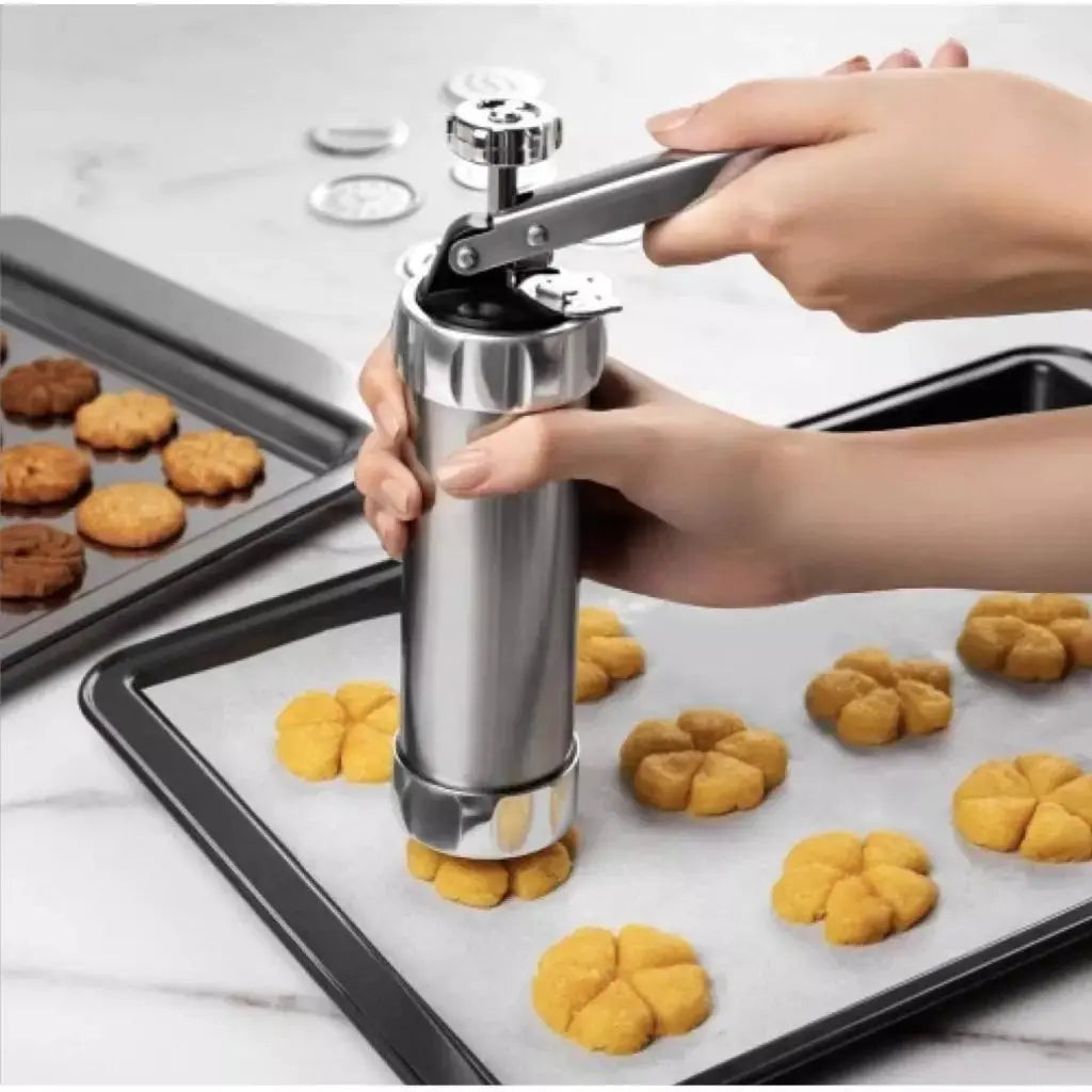 Modelador Para Criar Biscoito Sobremesa Divertida Máquina Modeladora de Biscoitos com 10 Formas e 4 Bicos Inox Pratica AgoraFacilita