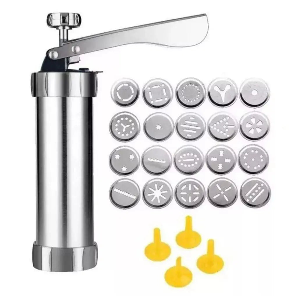 Modelador Para Criar Biscoito Sobremesa Divertida Máquina Modeladora de Biscoitos com 10 Formas e 4 Bicos Inox Pratica AgoraFacilita