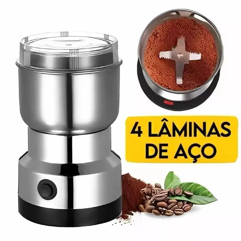 Moedor de especiarias elétrico 110V/220V, com 4 lâminas de aço inoxidável, para uso doméstico. AgoraFacilita