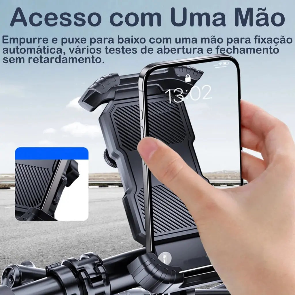 Motoboy Suporte de celular para Moto Bicicleta ajustável gira 360 Robusto à prova de choque AgoraFacilita
