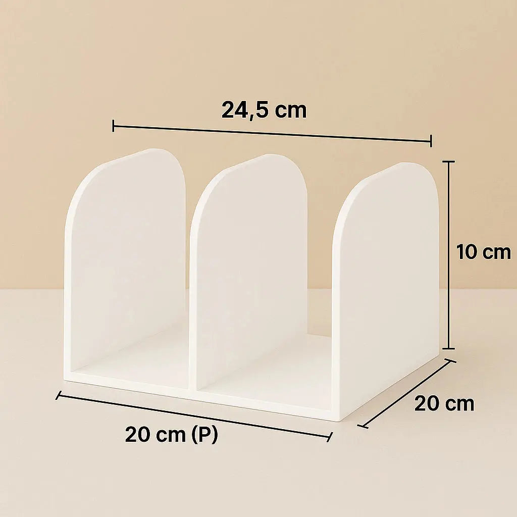 Organizador de Bolsas com 3 Divisões em Acrílico Transparente Preto Branco AgoraFacilita