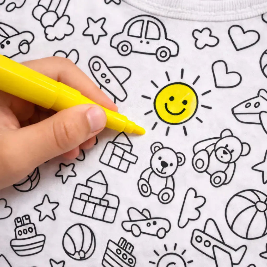 Pijama Infantil Manga Longa para Colorir Pintar 100% Algodão AgoraFacilita