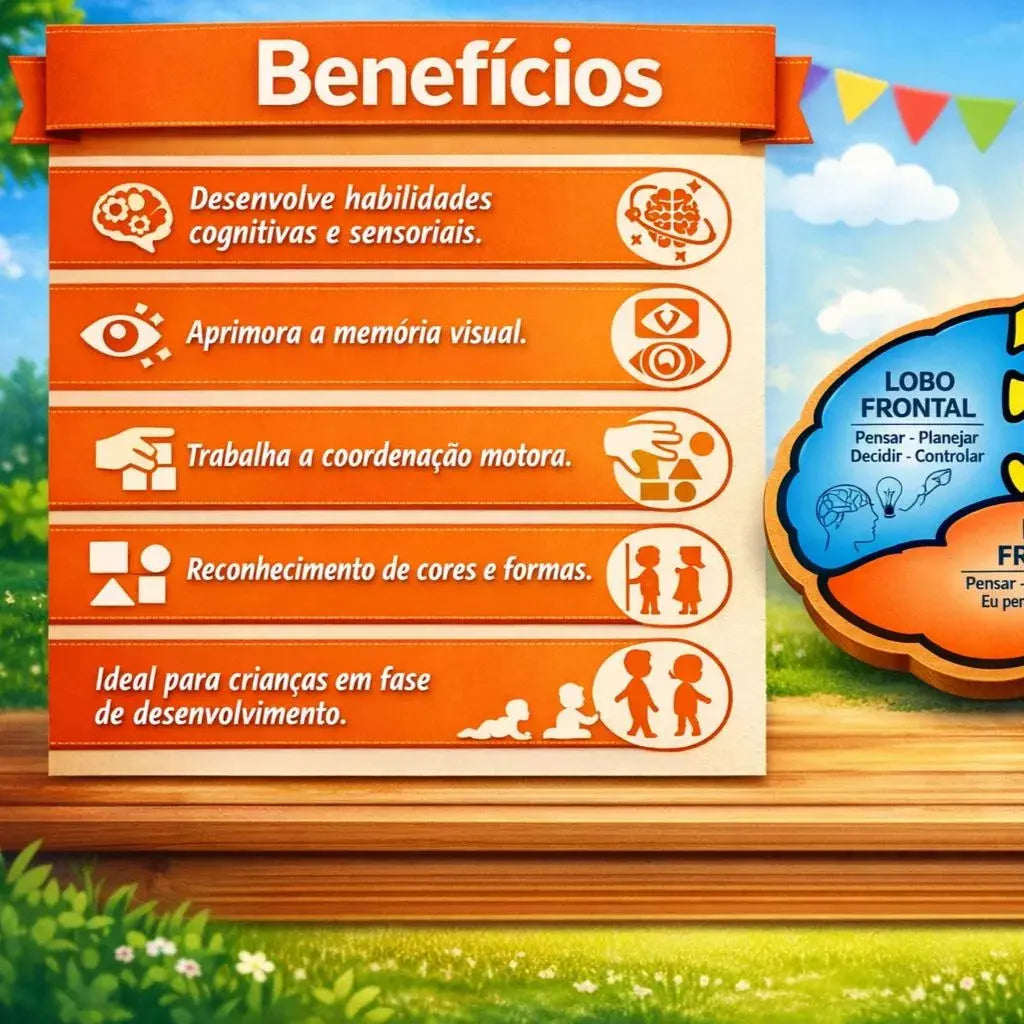 Quebra Cabeça Educativo Formato Cérebro MDF Infantil Pedagógico AgoraFacilita