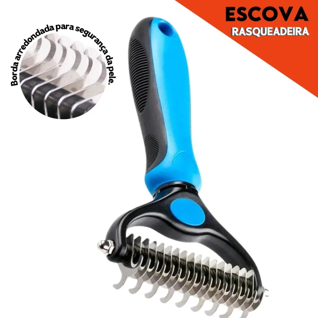 Rasqueadeira Para Cães Gatos 2 em 1 Remove Pelos Mortos e Desembola com Conforto AgoraFacilita