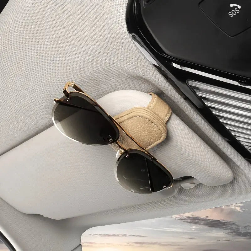 Suporte Premium para Óculos de Sol Carro: Clip Cartão, Porta-Bilhete Seguro e Estojo Caneta AgoraFacilita