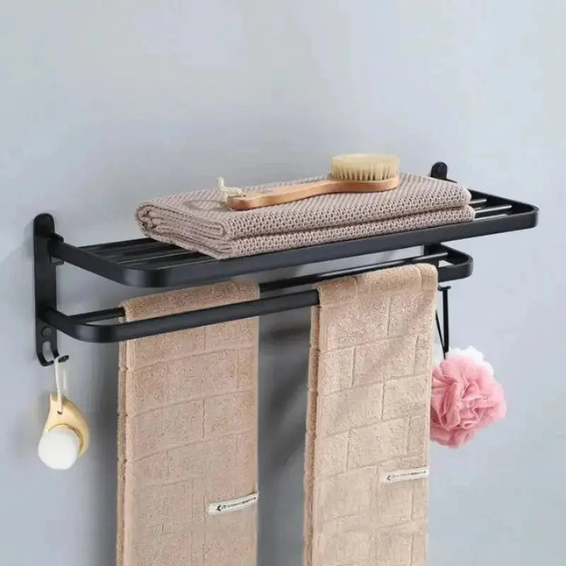 Toalheiro Duplo Preto Matte 58cm Casas Gael