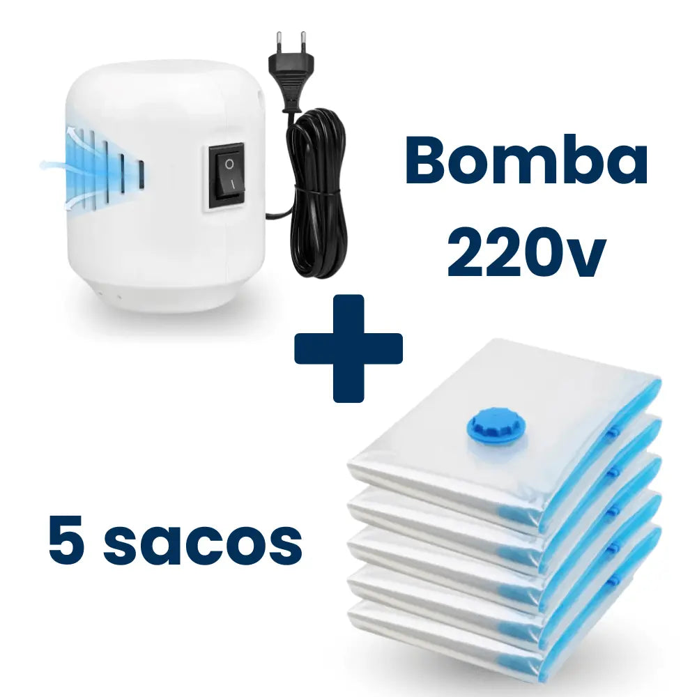 Vacuum Pro – Kit Compactador com Bomba Elétrica TOP Viagem