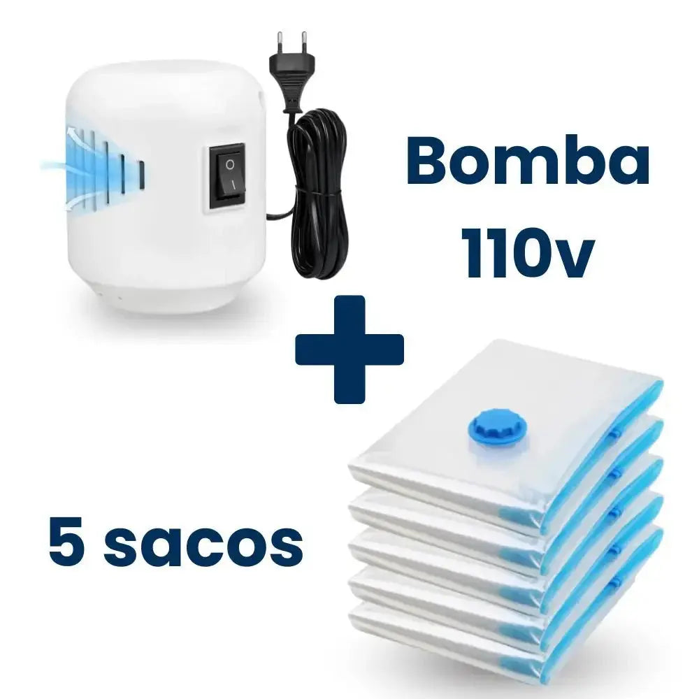 Vacuum Pro – Kit Compactador com Bomba Elétrica TOP Viagem