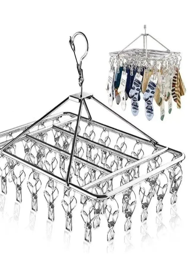 Varal 40 Prendedores Roupa Bebe Calcinha Cueca Dobrável Inox AgoraFacilita