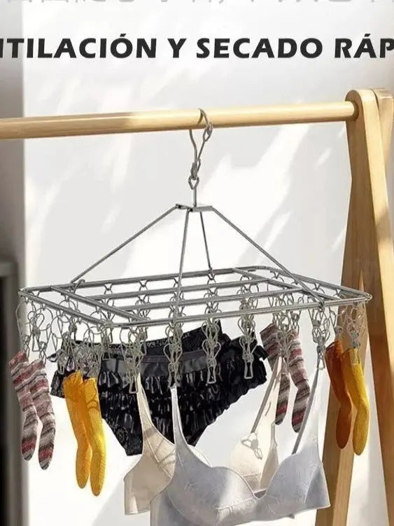 Varal 40 Prendedores Roupa Bebe Calcinha Cueca Dobrável Inox AgoraFacilita