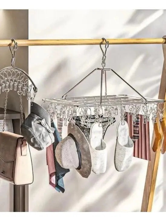 Varal 40 Prendedores Roupa Bebe Calcinha Cueca Dobrável Inox AgoraFacilita