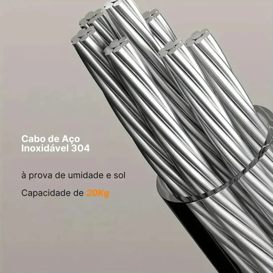 Varal Invisível Retrátil de Aço Inox AgoraFacilita